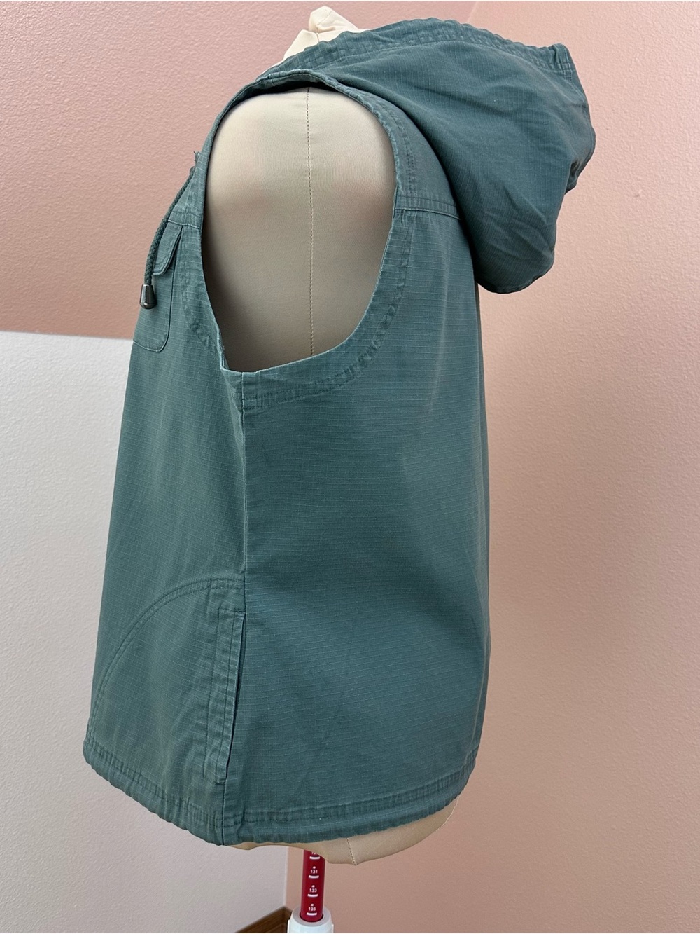 NWT Christopher & Banks Utility Vest XL Olive Green Hooded Sleeveless Cotton - Picture 4 of 12